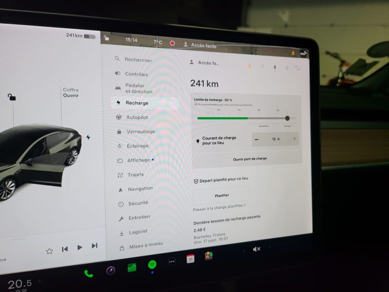 TESLA MODEL 3 DUALMOTOR GRANDE AUTONOMIE 350cv 1ère Main / CONDUITE AUTONOME/CAMERA 360°/SIEGES CHAU