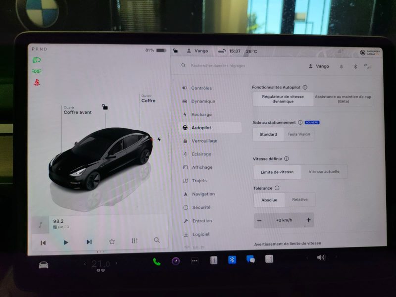 TESLA MODEL 3 STANDARD RANGE PLUS 283cv / AUTOPILOT/1ERE MAIN+CAMERA 360°+CARPLAY+VOLANT CHAUFFANT+S