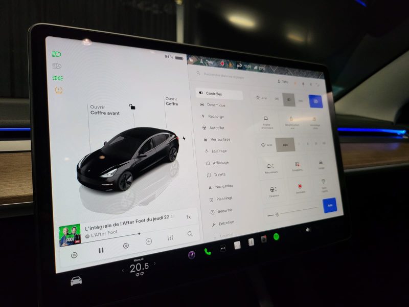 TESLA MODEL 3 STANDARD BECQUET CARBON / LAME AVANT / AUTOPILOT / ECLAIRAGE D'AMBIANCE