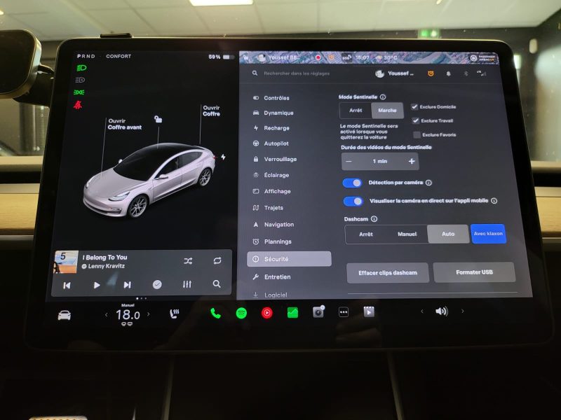 TESLA MODEL 3 STANDARD RANGE PLUS PROPULSION 325cv  / AUTOPILOT+ATTELAGE+CAMERA 360°+ENTRETIEN TESLA