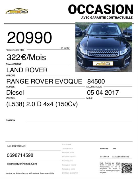 LAND ROVER RANGE ROVER EVOQUE 2017